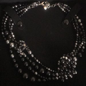 Chanel black pearl choker